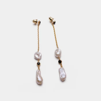 Amorita boutique Paprasta ir ilgai natūralių perlų lašas auskarai